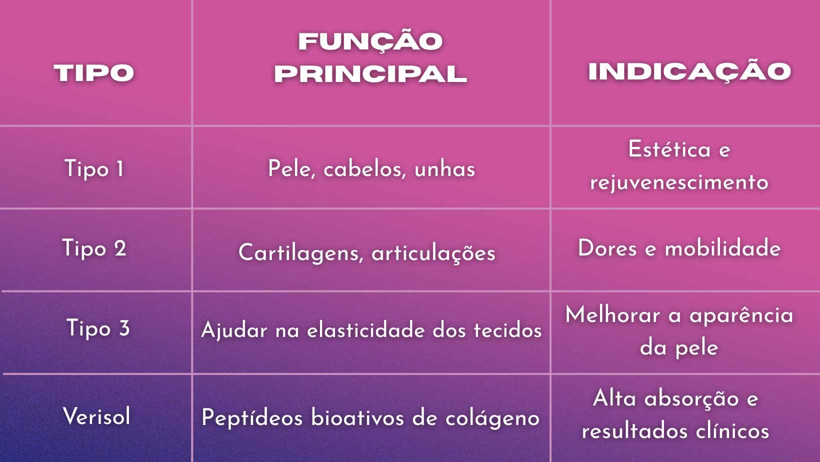 Os Tipos de Colágeno